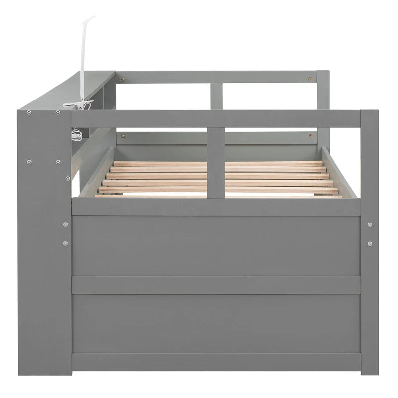 Lit de jour en bois Twin XL avec 2 lits gigognes et conception de recharge USB