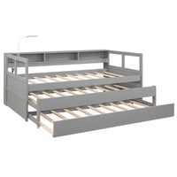 Lit de repos double XL en bois avec 2 lits gigognes et port USB