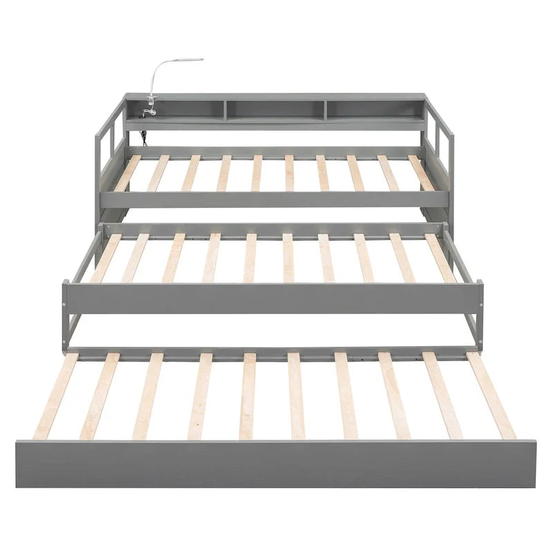 Lit de jour en bois Twin XL avec 2 lits gigognes et conception de recharge USB