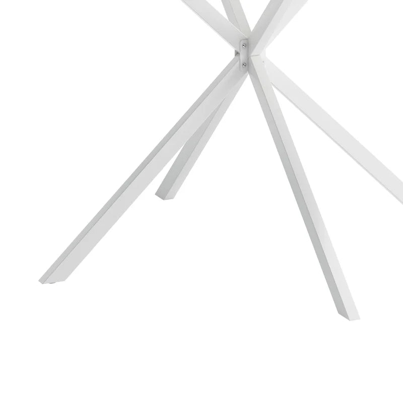 Table à manger ronde moderne à pieds croisés, plateau amovible en deux parties