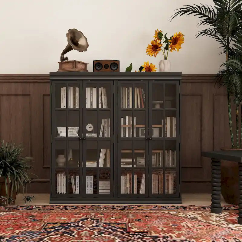 Armoire de rangement élégante buffet bibliothèque vitrine d'exposition