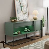 Meuble TV DH BASIC Modern 152 cm avec 16 couleurs de LED, un tiroir et des pieds en métal par Denhour