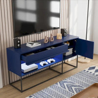 Meuble TV DH BASIC Modern 152 cm avec 16 couleurs de LED, un tiroir et des pieds en métal par Denhour
