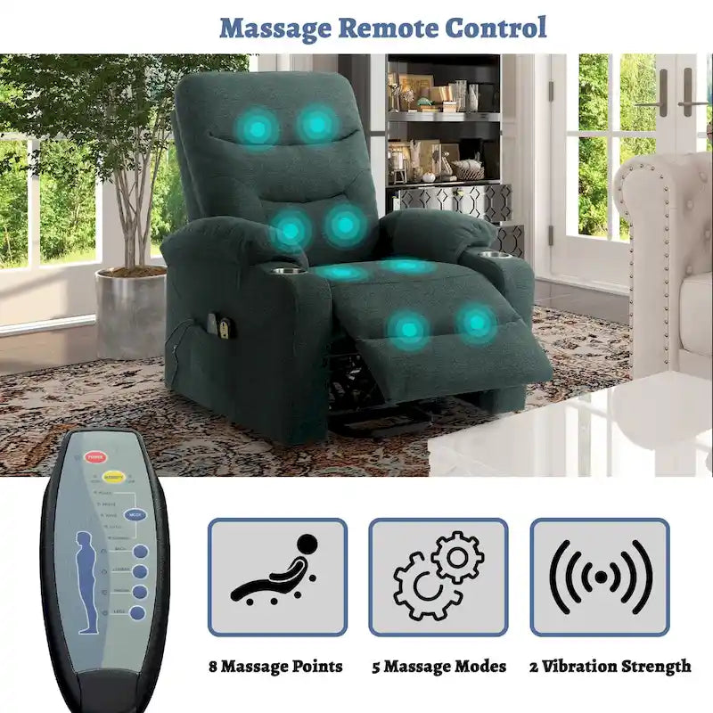 Clihome Fauteuil inclinable de massage électrique doux rembourré avec porte-gobelet