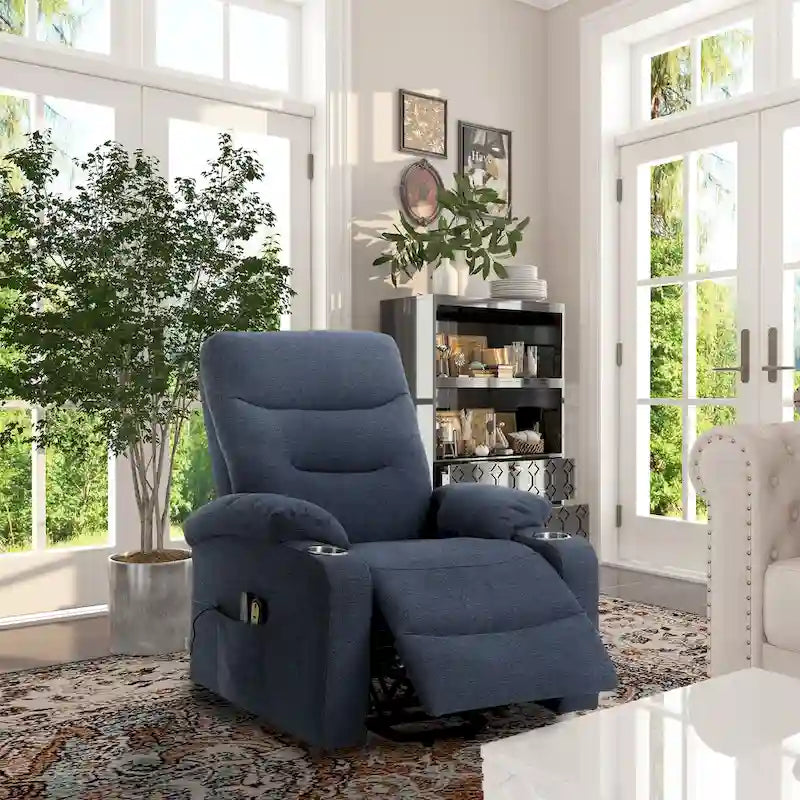 Clihome Fauteuil inclinable de massage électrique doux rembourré avec porte-gobelet