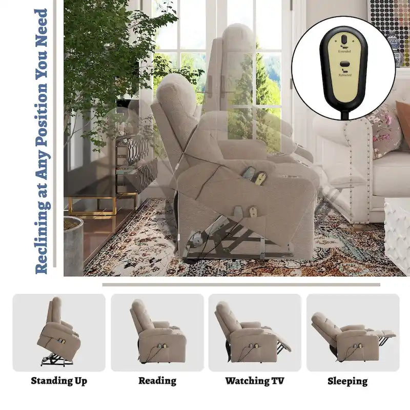 Clihome Fauteuil inclinable de massage électrique doux rembourré avec porte-gobelet