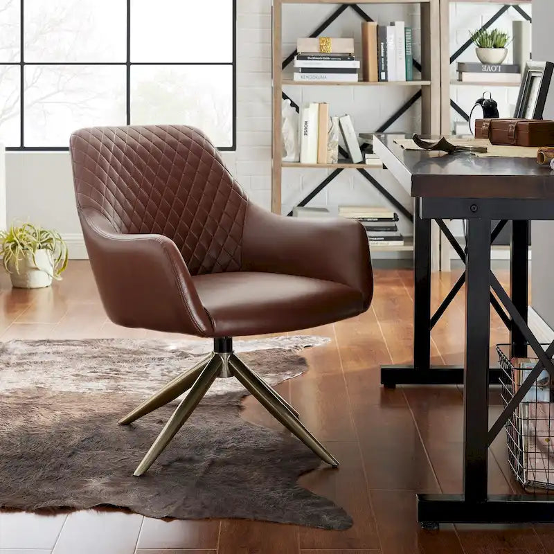 Art Leon - Fauteuil d'appoint pivotant à accoudoirs en similicuir