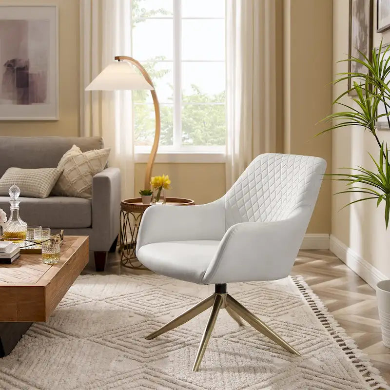 Art Leon - Fauteuil d'appoint pivotant à accoudoirs en similicuir