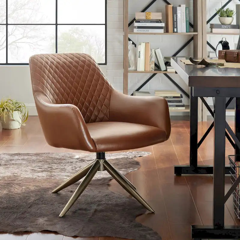 Art Leon - Fauteuil d'appoint pivotant à accoudoirs en similicuir