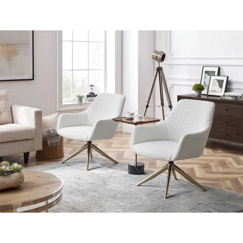 Art Leon - Fauteuil d'appoint pivotant à accoudoirs en similicuir