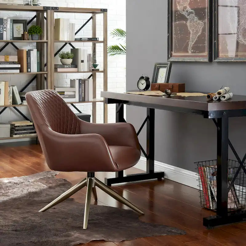 Art Leon - Fauteuil d'appoint pivotant à accoudoirs en similicuir