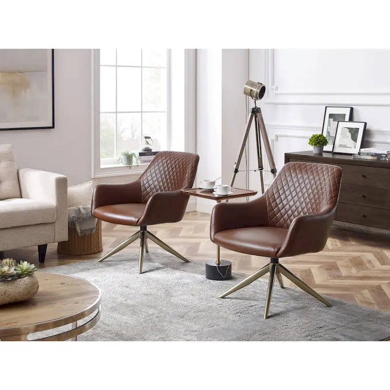 Art Leon - Fauteuil d'appoint pivotant à accoudoirs en similicuir