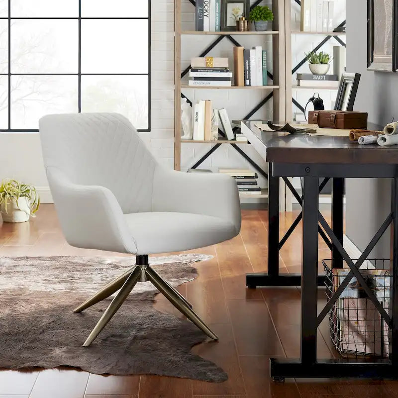 Art Leon - Fauteuil d'appoint pivotant à accoudoirs en similicuir