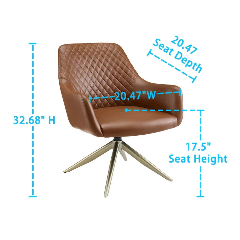 Art Leon - Fauteuil d'appoint pivotant à accoudoirs en similicuir
