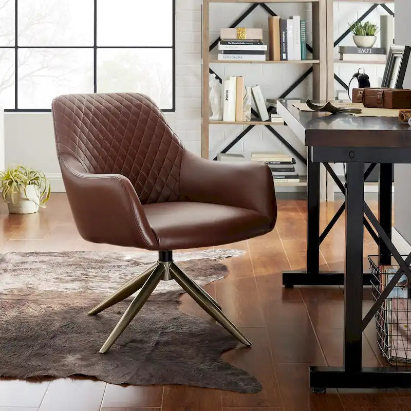 Art Leon - Fauteuil d'appoint pivotant à accoudoirs en similicuir