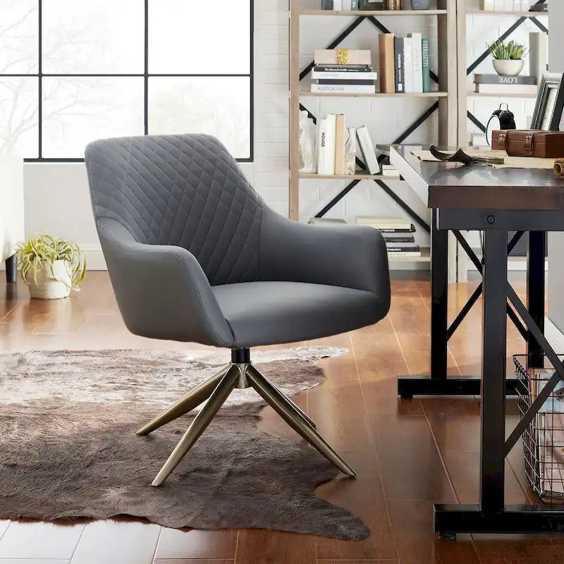 Art Leon - Fauteuil d'appoint pivotant à accoudoirs en similicuir