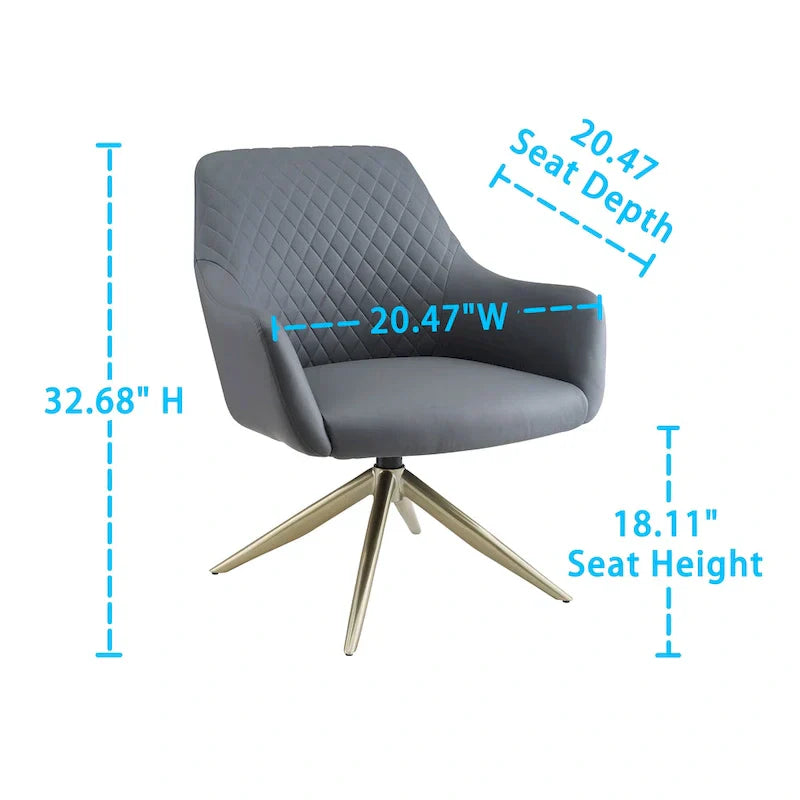 Art Leon - Fauteuil d'appoint pivotant à accoudoirs en similicuir