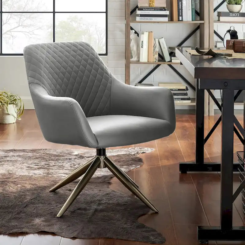 Art Leon - Fauteuil d'appoint pivotant à accoudoirs en similicuir