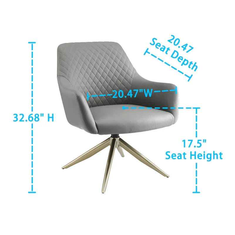 Art Leon - Fauteuil d'appoint pivotant à accoudoirs en similicuir