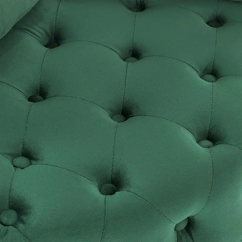 Fauteuil pivotant en velours pour salon avec capitonnage, 3 coussins et roulettes mobiles