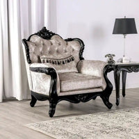 Fauteuil traditionnel Clarissa de Furniture of America avec dossier capitonné et coussin décoratif