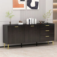Meuble buffet avec 3 tiroirs et 2 portes, expresso/blanc