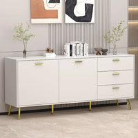 Meuble buffet avec 3 tiroirs et 2 portes, expresso/blanc