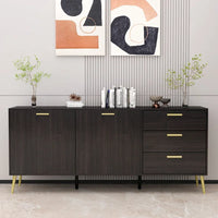 Meuble buffet avec 3 tiroirs et 2 portes, expresso/blanc
