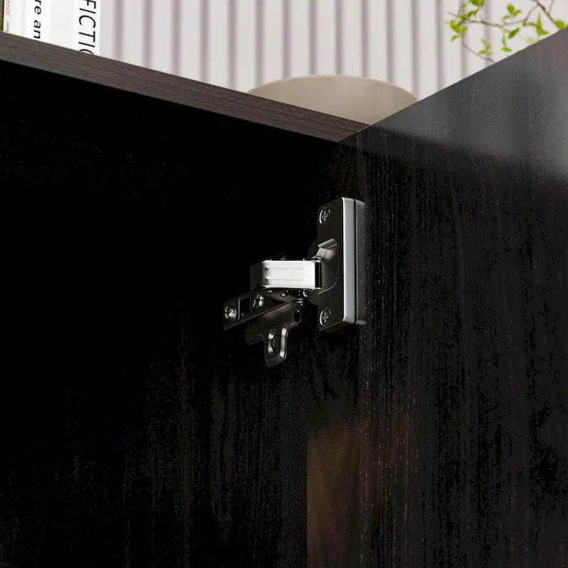 Meuble buffet avec 3 tiroirs et 2 portes, expresso/blanc