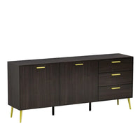 Meuble buffet avec 3 tiroirs et 2 portes, expresso/blanc