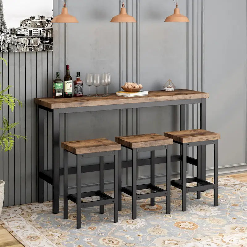 Ensemble de table à manger extra-longue avec 3 tabourets pub