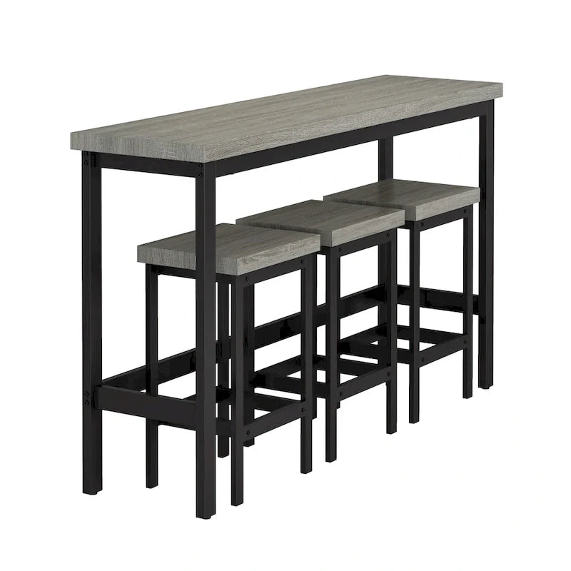 Ensemble de table à manger extra-longue avec 3 tabourets pub