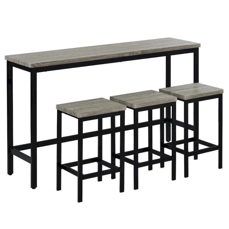 Ensemble de table à manger extra-longue avec 3 tabourets pub