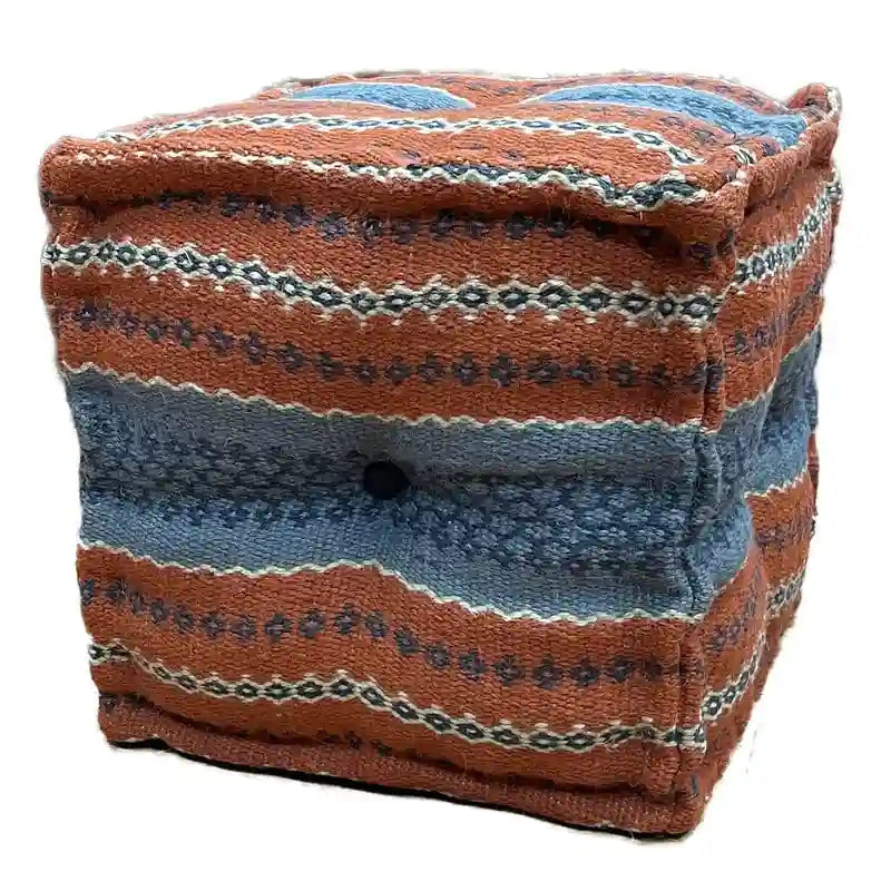 Pouf HERAT ORIENTAL fait main en Kilim de laine et de jute d'Inde