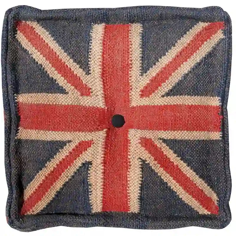 Pouf HERAT ORIENTAL fait main en Kilim de laine et de jute d'Inde