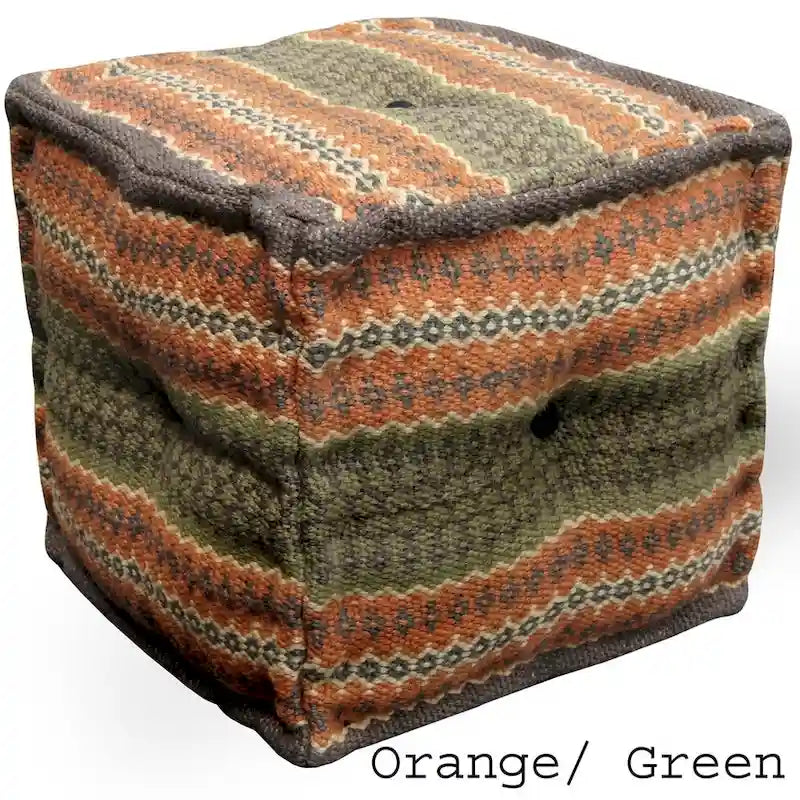 Pouf HERAT ORIENTAL fait main en Kilim de laine et de jute d'Inde