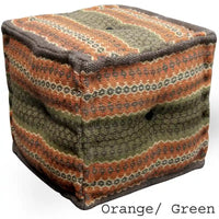 Pouf HERAT ORIENTAL fait main en Kilim de laine et de jute d'Inde