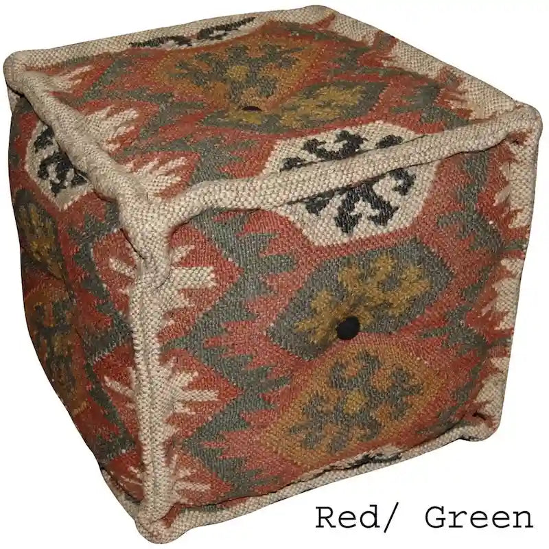 Pouf HERAT ORIENTAL fait main en Kilim de laine et de jute d'Inde