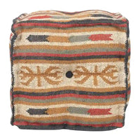Pouf HERAT ORIENTAL fait main en Kilim de laine et de jute d'Inde