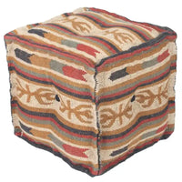 Pouf HERAT ORIENTAL fait main en Kilim de laine et de jute d'Inde