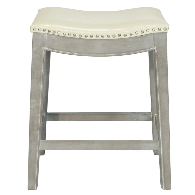 Tabouret de comptoir Elmo en cuir reconstitué à assise selle