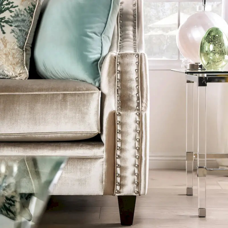 Ensemble Salon 2 Pièces Vynn Transitionnel en Chenille à Accoudoirs Inclinés par Furniture of America