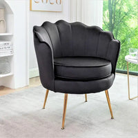 Fauteuil rond Cavett 28.3 large en velours avec pieds en métal doré
