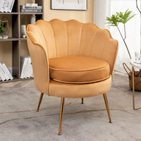 Fauteuil rond Cavett 28.3 large en velours avec pieds en métal doré