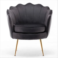 Fauteuil rond Cavett 28.3 large en velours avec pieds en métal doré