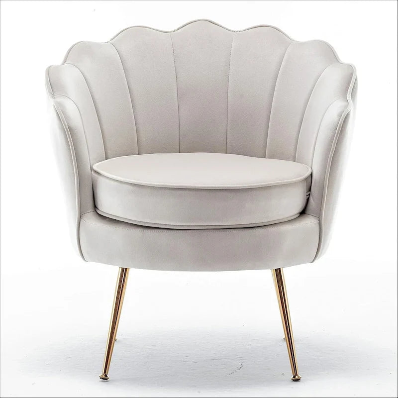 Fauteuil rond Cavett 28.3 large en velours avec pieds en métal doré