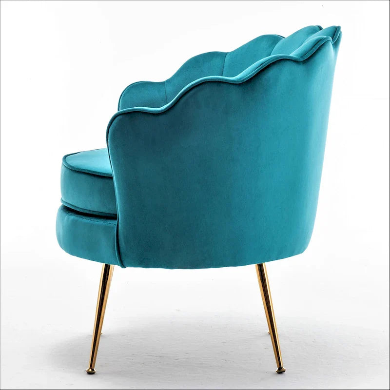 Fauteuil rond Cavett 28.3 large en velours avec pieds en métal doré