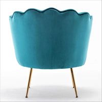 Fauteuil rond Cavett 28.3 large en velours avec pieds en métal doré