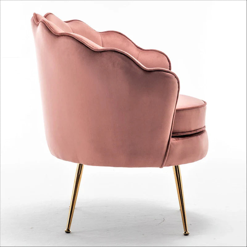 Fauteuil rond Cavett 28.3 large en velours avec pieds en métal doré