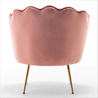Fauteuil rond Cavett 28.3 large en velours avec pieds en métal doré